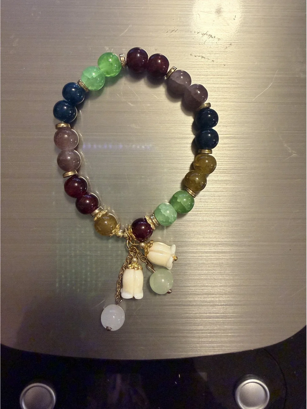 BRACELET Colorful Beaded Charm Bracelet with Floral Accents 7